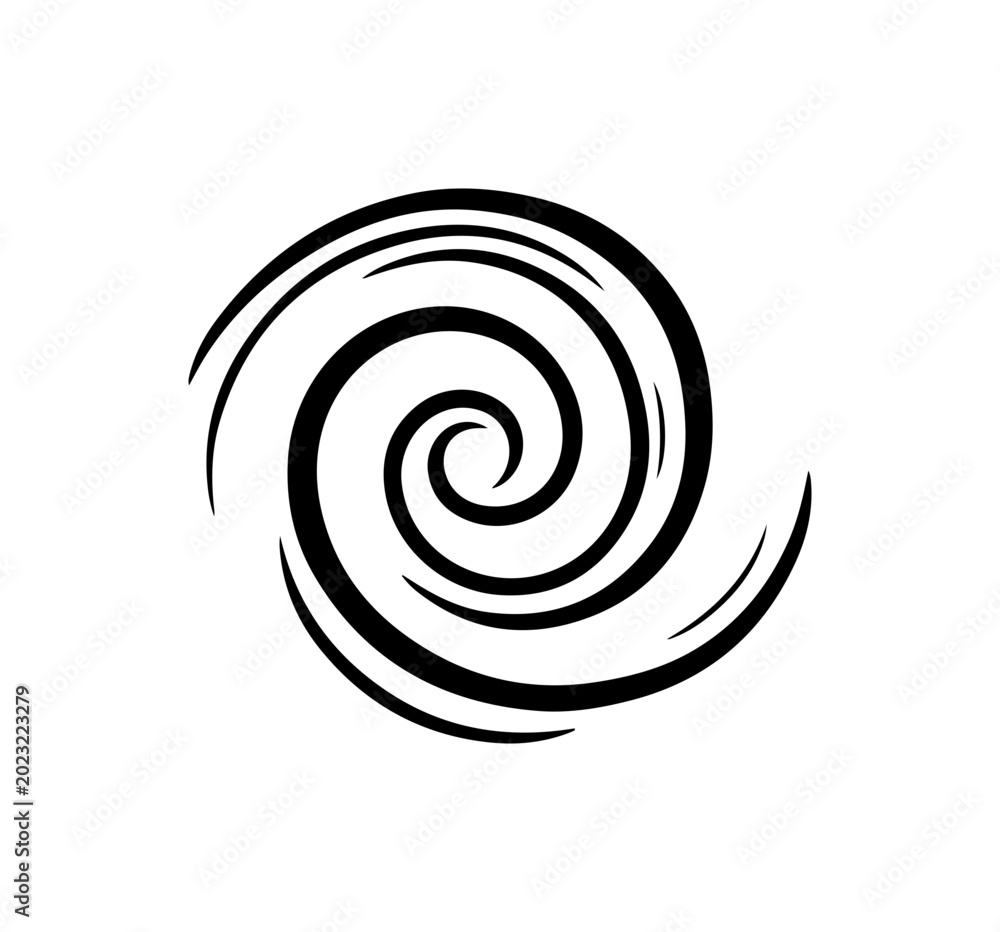 Naklejka premium Black swirl, spiral shape, abstract vector icon, modern design element