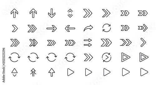 Arrow icons set directional symbols