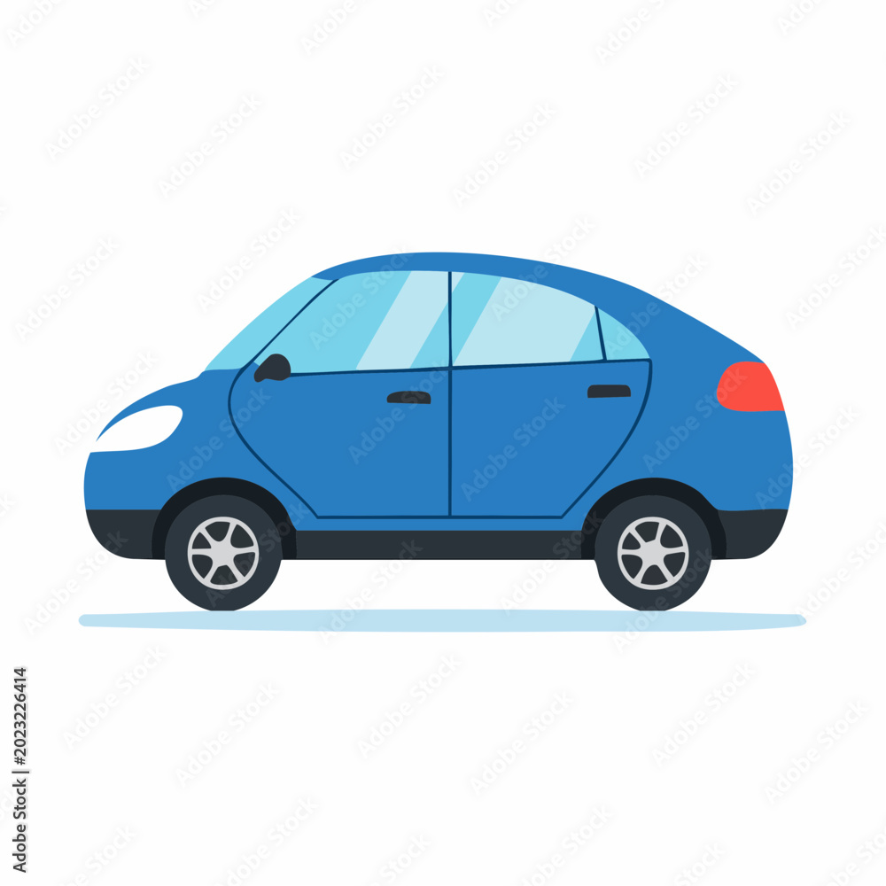 Fototapeta premium Blue Sedan Car Illustration