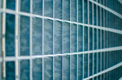Abstract metal grid with perspective lines