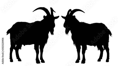 Photos Black silhouette of two goats facing each other isolated on transparent backgrou