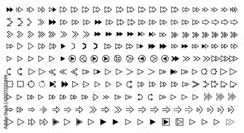 Arrow icons set diverse styles and directions