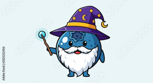 Photos Blue wizard cartoon character with beard.