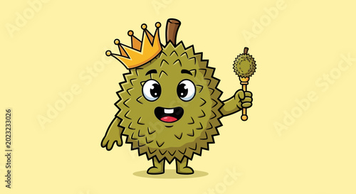 Canvas-taulu Cartoon durian fruit wearing crown.