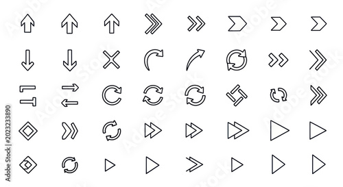 Arrow icons set directional symbols