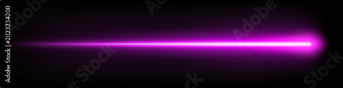 Purple laser beam, moving light streak ray, glowing comet light flare.