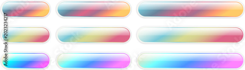 Rainbow colored buttons isolated, website navigation panel with iridescent bu...