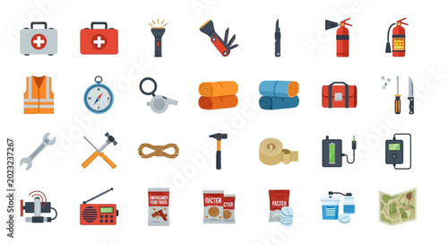 Konstfotografi Emergency Preparedness Kit Icons