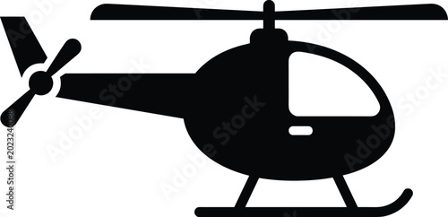 Tableau sur toile Black Helicopter Silhouette Vector Illustration for Aviation, Rescue, Transporta