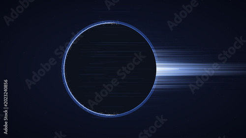 Canvas Print Abstract digital representation of a black hole or cosmic portal with light stre