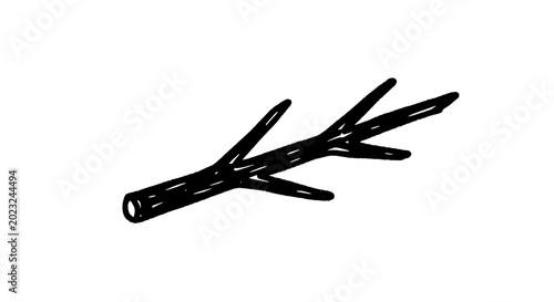 Foto Hand-drawn twig with branches on white background