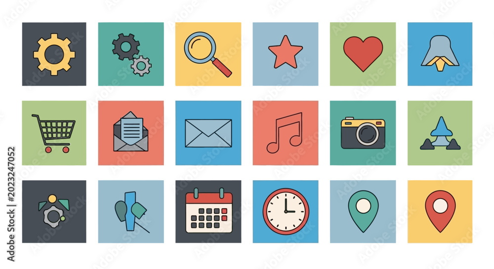 Fototapeta premium Flat Icons Set - UI Design Elements