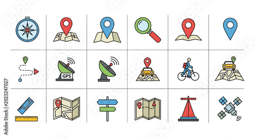 Bild auf Leinwand GPS Navigation Icons Set