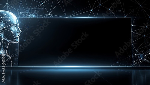 Abstract digital wave with glowing blue light on dark futuristic background