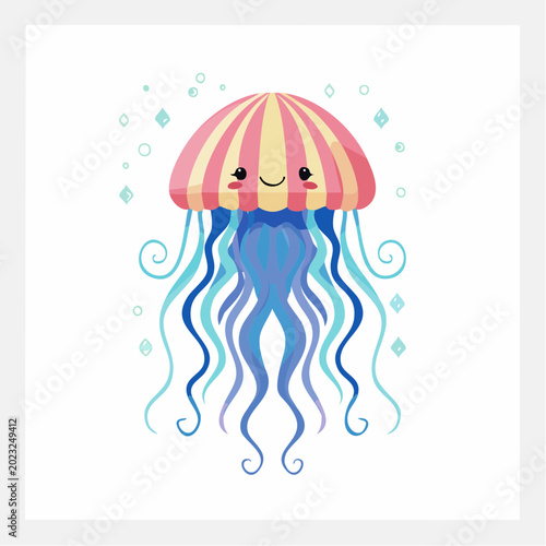 Cute Cartoon Jellyfish Illustration