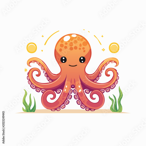 Cute Cartoon Octopus Illustration