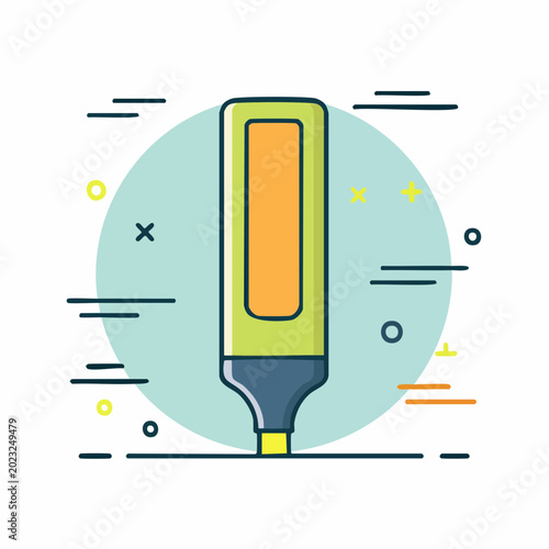 Flat design illustration of a highlighter pen