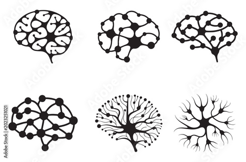 Canvas Print Abstract brain neuron network structure science and technology concept stylized