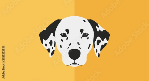 Dalmatian dog head flat design portrait on yellow background
