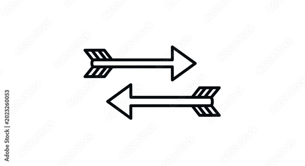 Fototapeta premium Two arrows pointing in opposite directions icon for exchange or transfer concept.