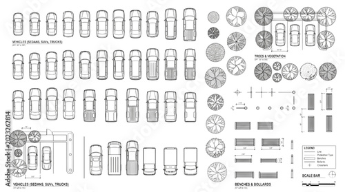 Photos Extensive CAD asset library showcasing top-down architectural plan view elements