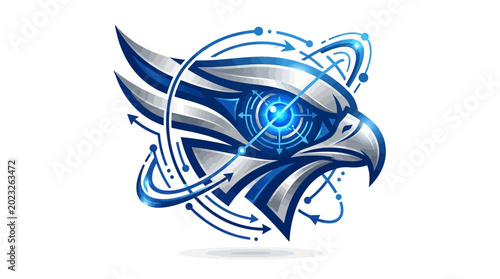 Abstract Eagle Logo Geometric Technology Illustration Design