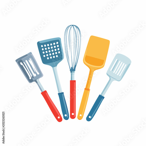 Set of Colorful Kitchen Utensils