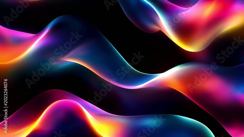 Vibrant abstract wavy colorful neon light design.