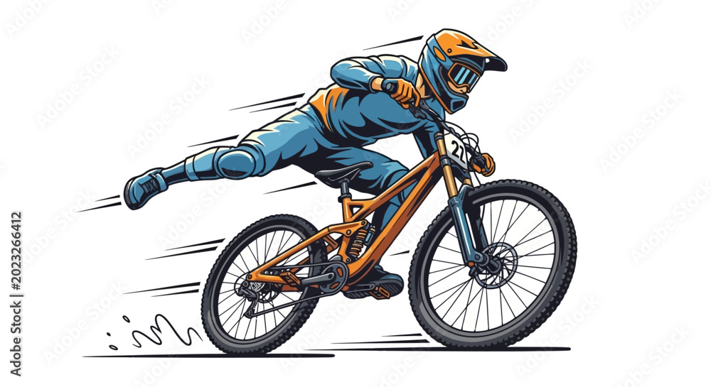 Obraz premium Professional cyclist in racing gear performing a daring stunt on a bicycle.