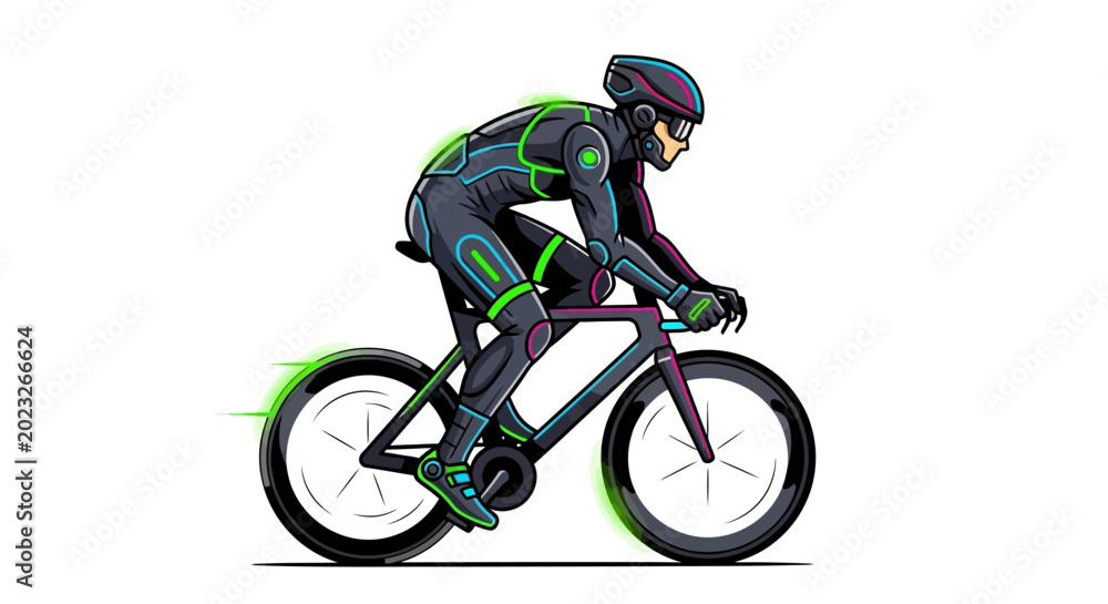 Obraz premium Cyclist riding a bicycle on road.