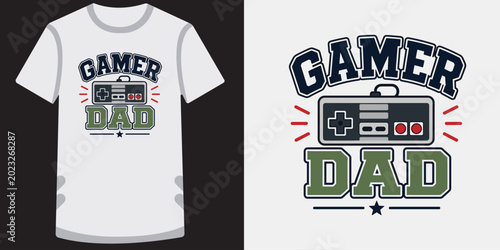 Cuadro en lienzo Gamer dad t shirt design for gaming enthusiasts and fatherhood celebration with controller graphic