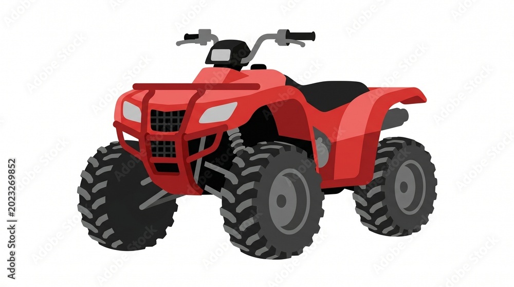 Obraz premium Red all-terrain vehicle with large tires on a white background