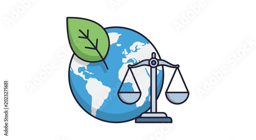 Bild auf Leinwand Environmental law concept illustration with earth and balance scale