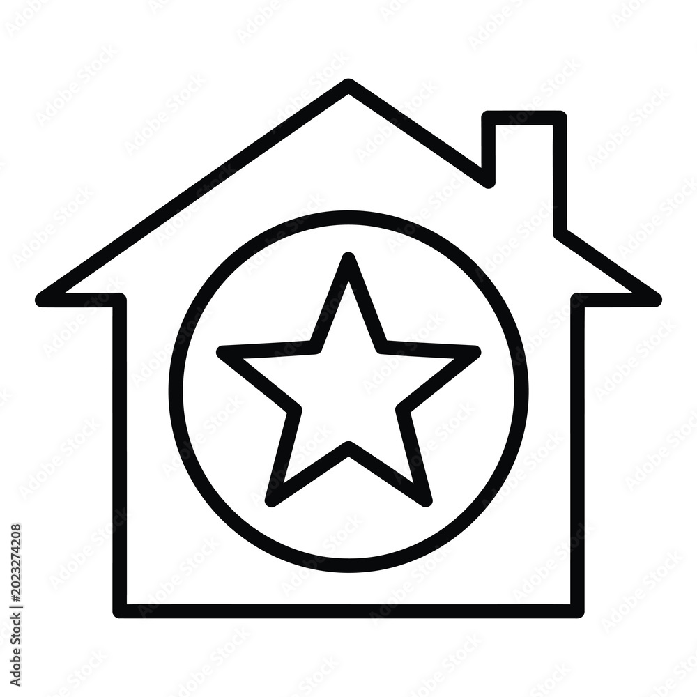 Obraz premium House with star rating symbol for real estate or home review concept icon