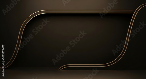 Abstract elegant dark backdrop with gold trim for design and presentation