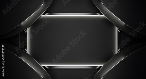 Abstract geometric design with illuminated rectangle and dark background