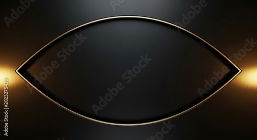 Abstract golden frame on a black background luxury design element