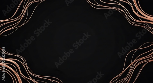 Abstract golden lines frame on a dark background modern design element