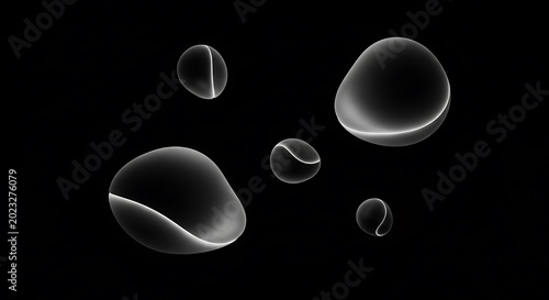 Abstract illustration of glowing orbs against a dark background with copy space