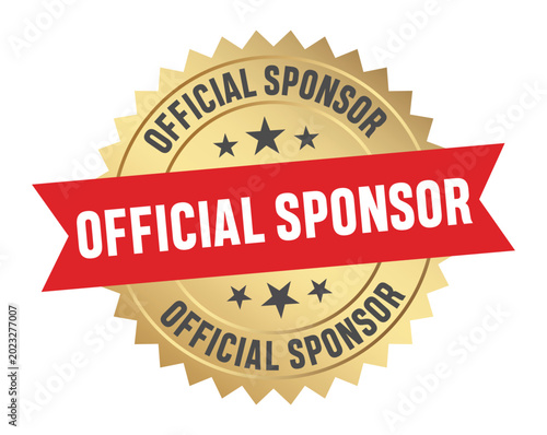 Cuadro en lienzo official sponsor label with red ribbon gold badge on transparent background