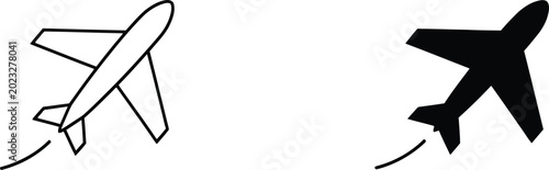 Foto Minimalist airplane icons representing commercial flight travel and tourism navi