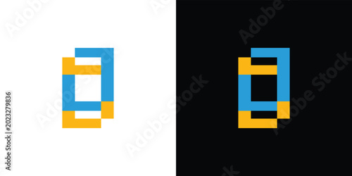 Minimalist of a stylized house with cyan and yellow geometric shapes on black background home building