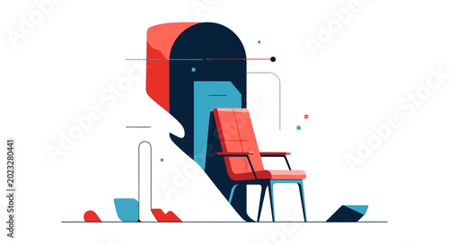 Картината върху платно Modern abstract design with chair and mailbox