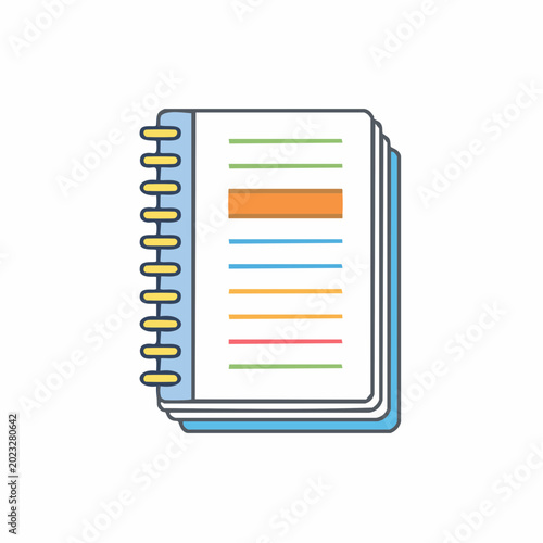 Spiral Notebook with Lined Pages and Highlighted Section