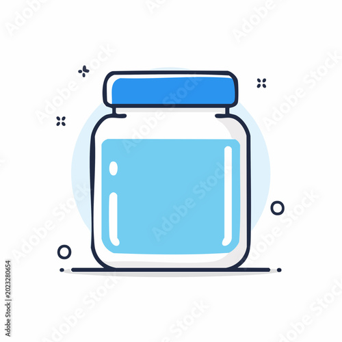 Stylized Icon of a Jar with Blue Liquid