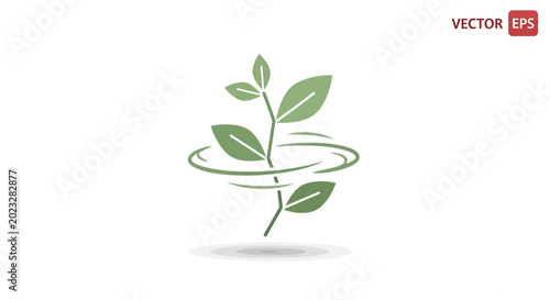 Foto Green Plant Sprout Growing with Swirl
