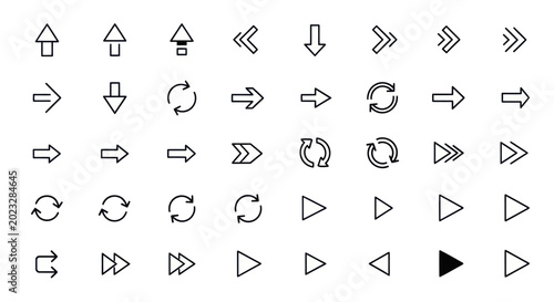 Arrow icons set for web design and navigation