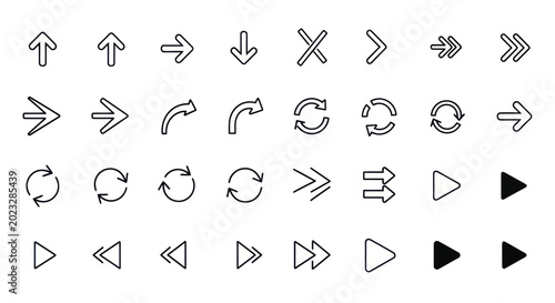 Arrow icons set for web design and navigation