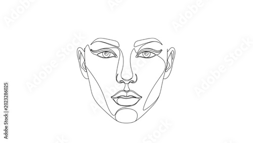 Quadro su tela A 2D CAD illustration of a woman's face with closed eyes and subtle expression