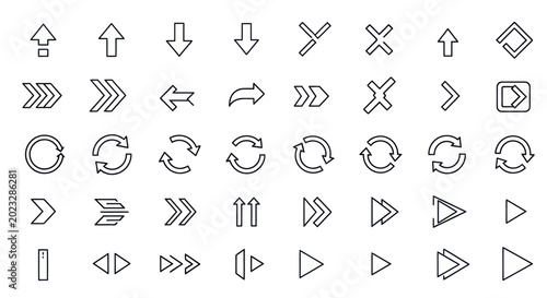 Arrow icons set for web design and navigation